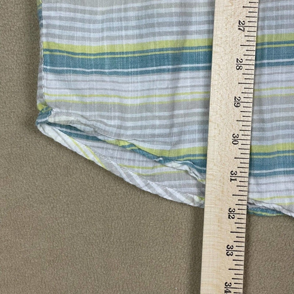 Columbia Shirt Adult XL White/Green Striped Outdoor Short‎ Sleeve Pocket Mens - Picture 4 of 10